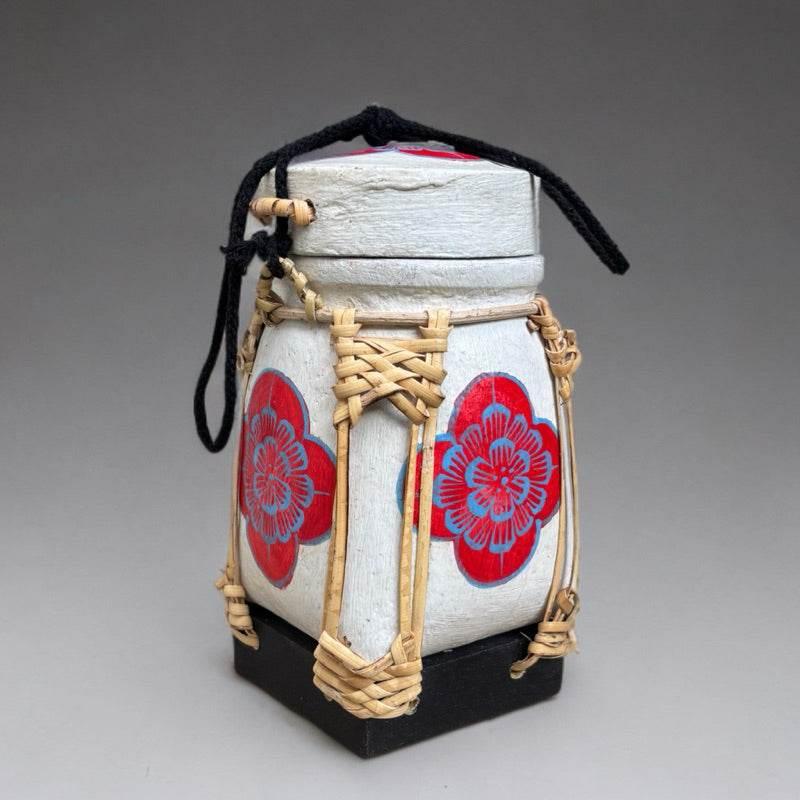 Handmade Thai Rice Basket Vase - Mini Lanna Bamboo Decorative Jar A20