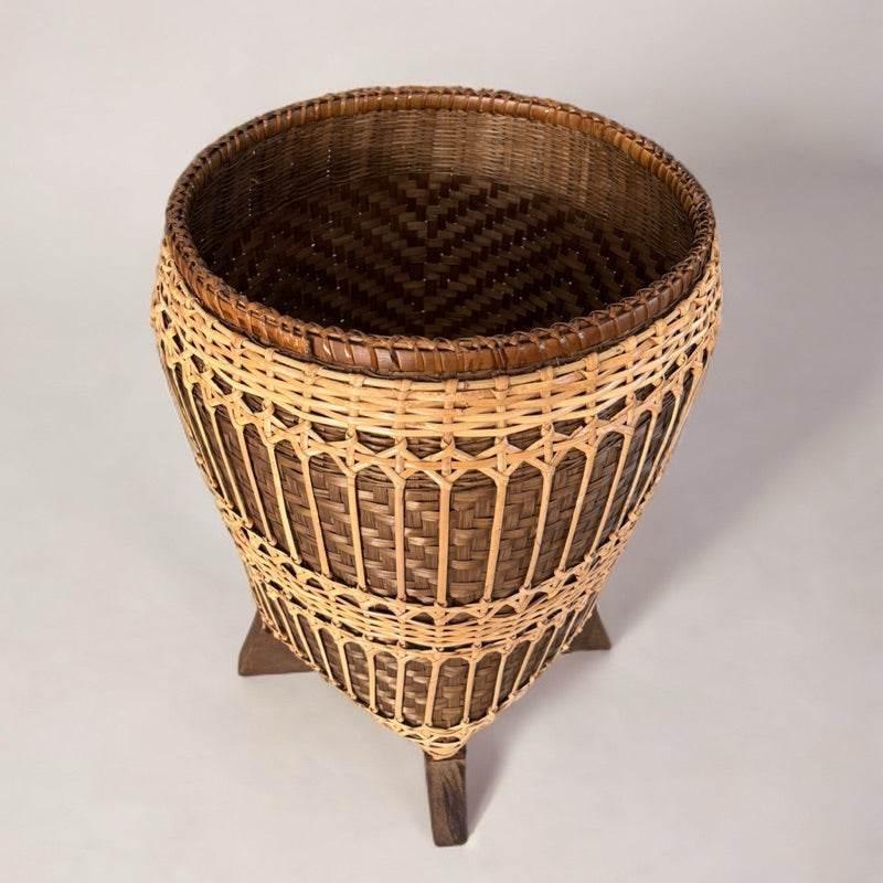 Handwoven Bamboo Rattan Basket 39x44cm - Eco-Friendly Storage Solution