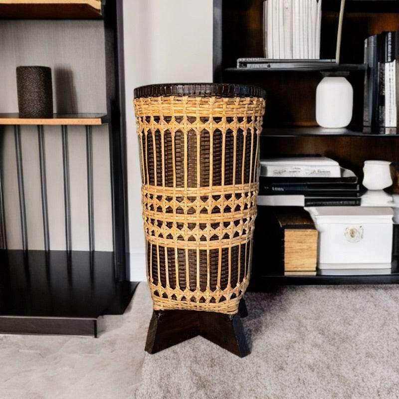 Handwoven Bamboo Rattan Basket 39x44cm - Eco-Friendly Storage Solution