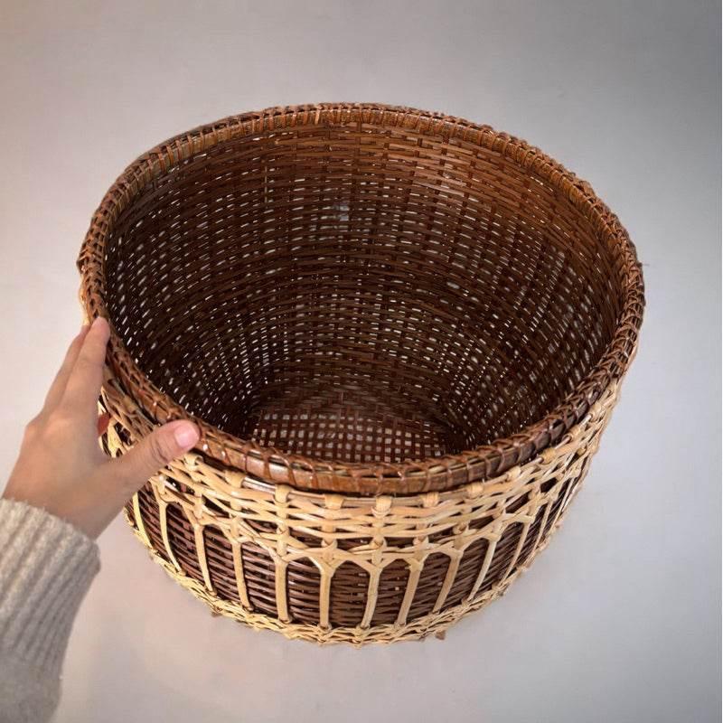 Handwoven Bamboo Rattan Basket 39x44cm - Eco-Friendly Storage Solution