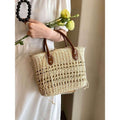 Handwoven Cotton Rope Tote Bag with Lining - Adjustable Strap & Natural Fiber Design | 20cm x 30cm Multi-Use Shoulder & Crossbody Bag for Women white off