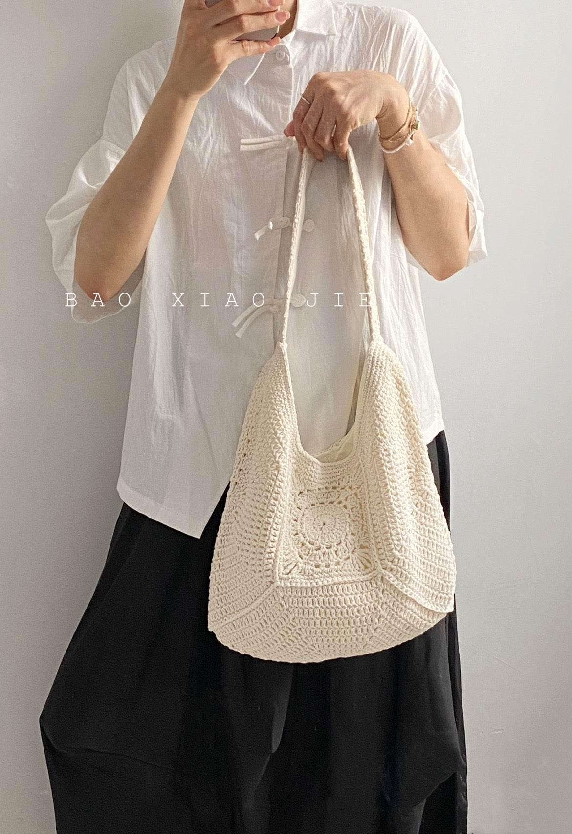 Handwoven Cotton Tote Bag for Women – Eco-Friendly Shoulder Bag with Adjustable Strap | Natural Fiber | 27cm x 38cm