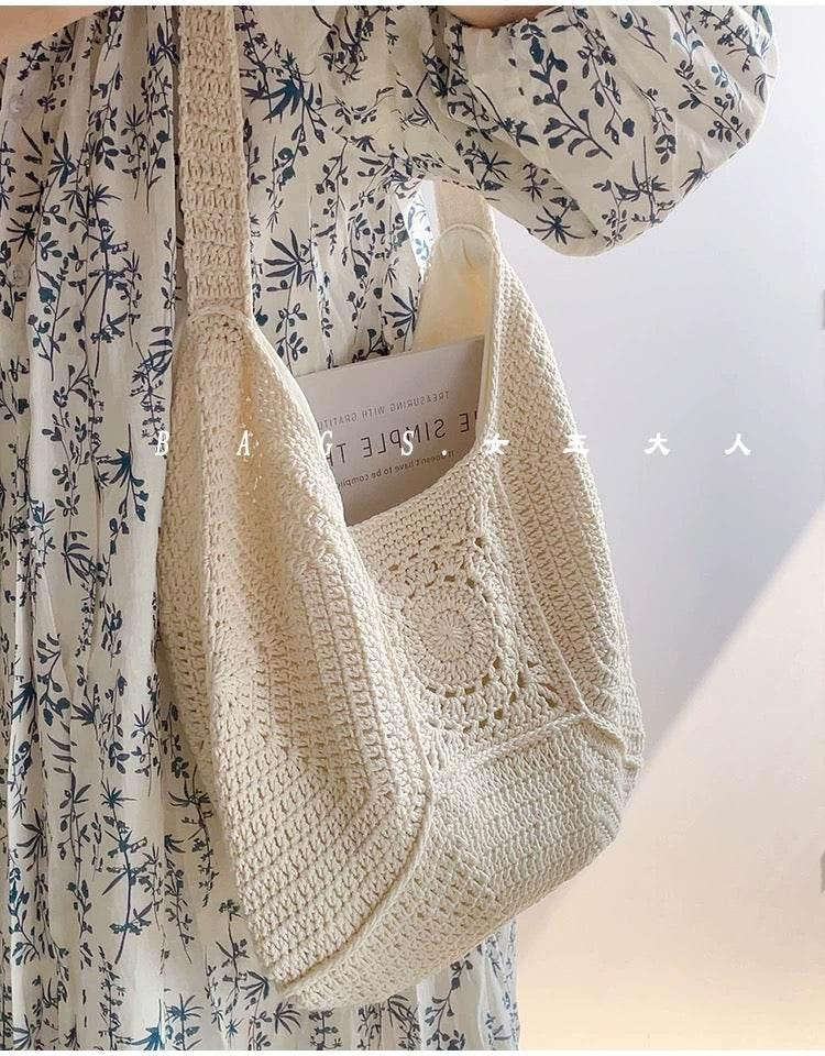 Handwoven Cotton Tote Bag for Women – Eco-Friendly Shoulder Bag with Adjustable Strap | Natural Fiber | 27cm x 38cm