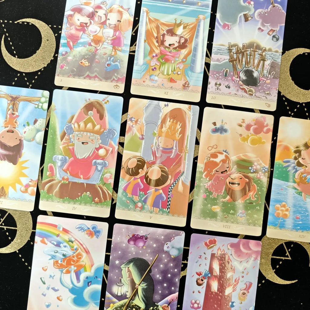 🔮 Happy Tarot Deck – Beginner-Friendly 78-Card Rider-Waite Inspired Tarot with Guidebook | Compact 12x7cm