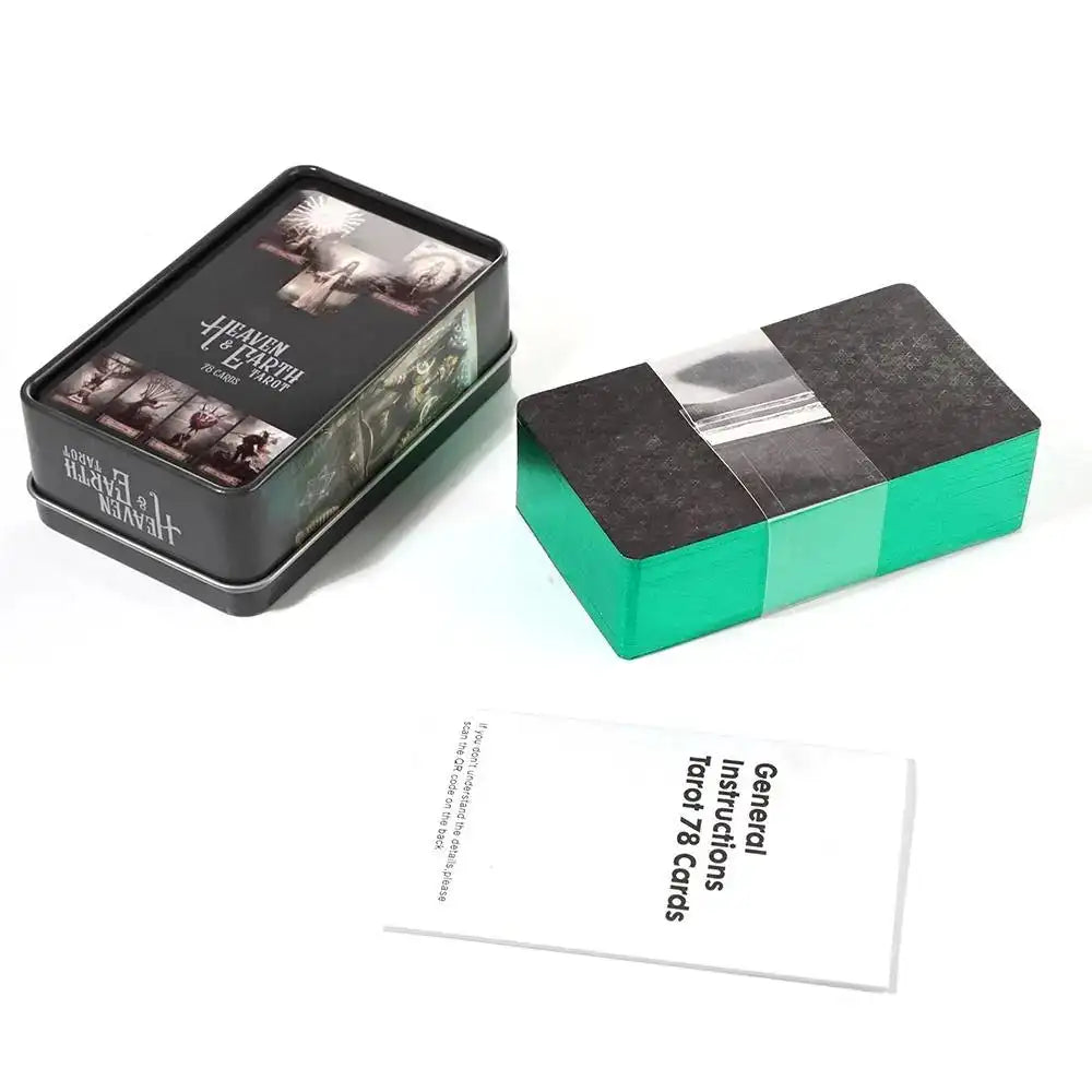 Heaven Earth Tarot Deck – 78 Cards in a Durable Tin Box with PDF Guidebook, Compact 10.3 x 6 cm