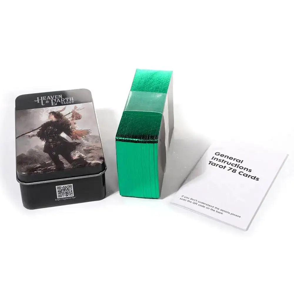 Heaven Earth Tarot Deck – 78 Cards in a Durable Tin Box with PDF Guidebook, Compact 10.3 x 6 cm