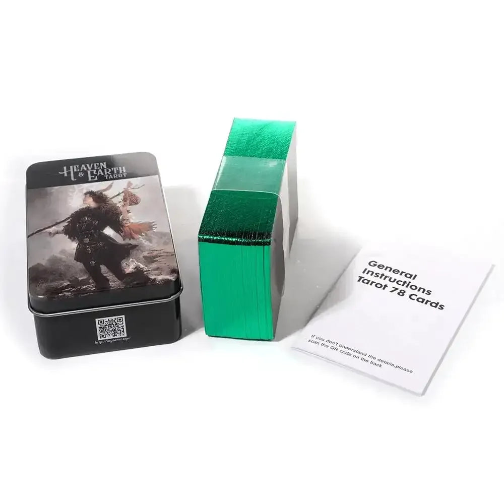 Heaven Earth Tarot Deck – 78 Cards in a Durable Tin Box with PDF Guidebook, Compact 10.3 x 6 cm