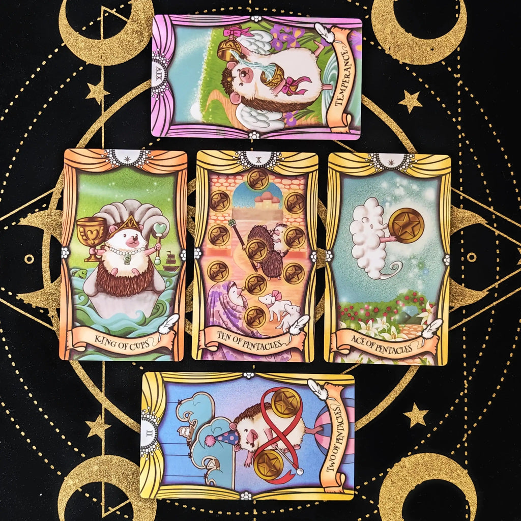 🦔 Hedgehog Tarot Deck – 78-Card Beginner-Friendly Rider-Waite Inspired Oracle & Divination Game | Pocket Size 12x7cm