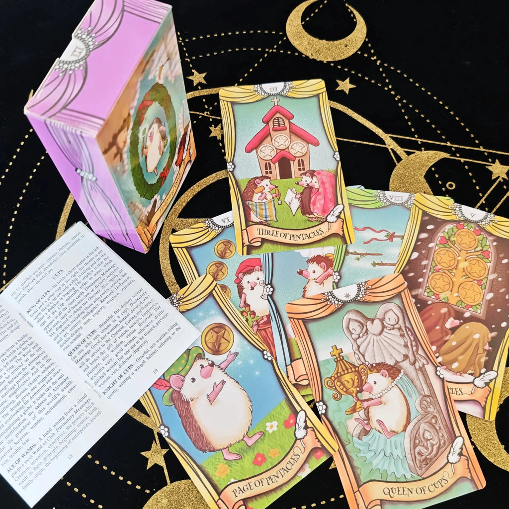 🦔 Hedgehog Tarot Deck – 78-Card Beginner-Friendly Rider-Waite Inspired Oracle & Divination Game | Pocket Size 12x7cm