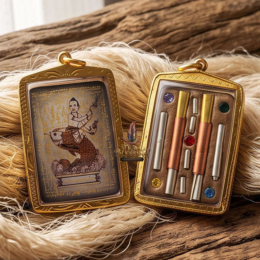 High-Conversion Wealth & Charismatic Attraction Catalyst Locket Kumanthong Special-Embedded Edition Phongphraikuman & Sacred Wealth Powders Phra Achan Supphasit Thai Blessing Co By RURUECHA