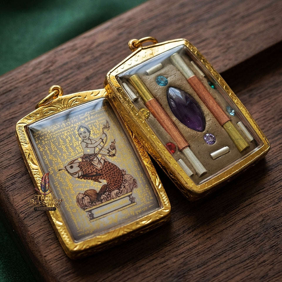 High-Conversion Wealth & Charismatic Attraction Catalyst Locket Kumanthong Special-Embedded Edition Phongphraikuman & Sacred Wealth Powders Phra Achan Supphasit Thai Blessing Co By RURUECHA