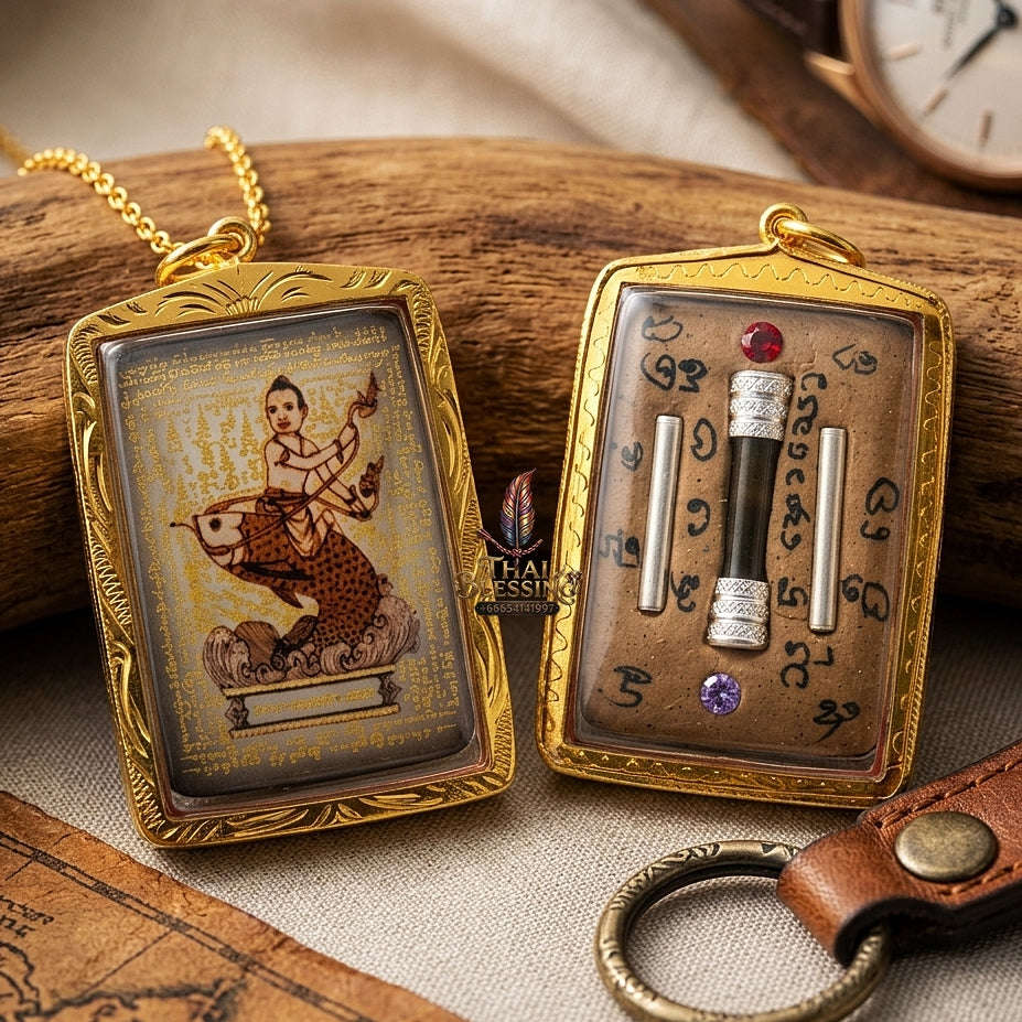 High-Conversion Wealth & Charismatic Attraction Catalyst Locket Kumanthong Special-Embedded Edition Phongphraikuman & Sacred Wealth Powders Phra Achan Supphasit Thai Blessing Co By RURUECHA