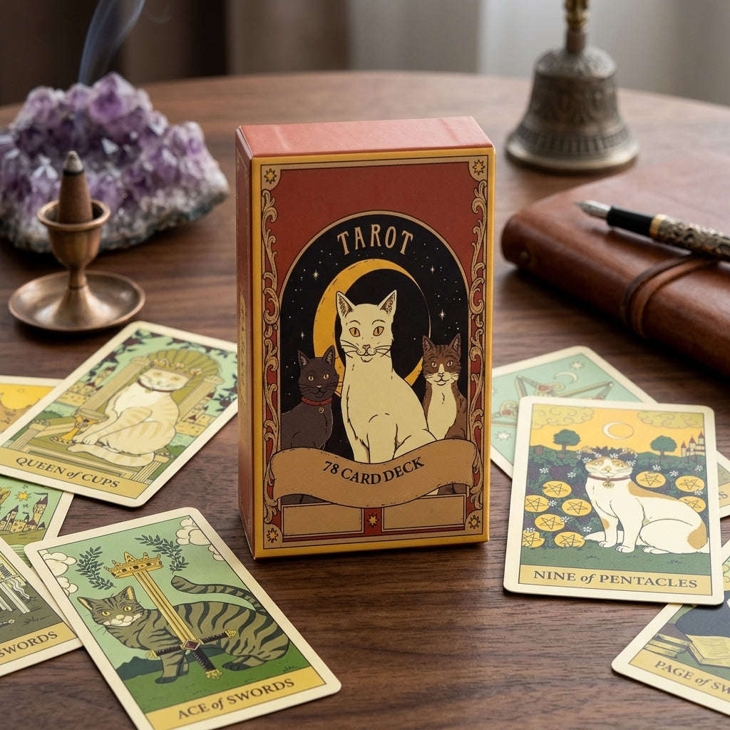 ✨ Hot-Selling Tarot Cards: 78-Card Unique Cat Tarot Deck for Cat Lovers, Tarot Enthusiasts & New Year Gifts Thai Blessing Co By RURUECHA