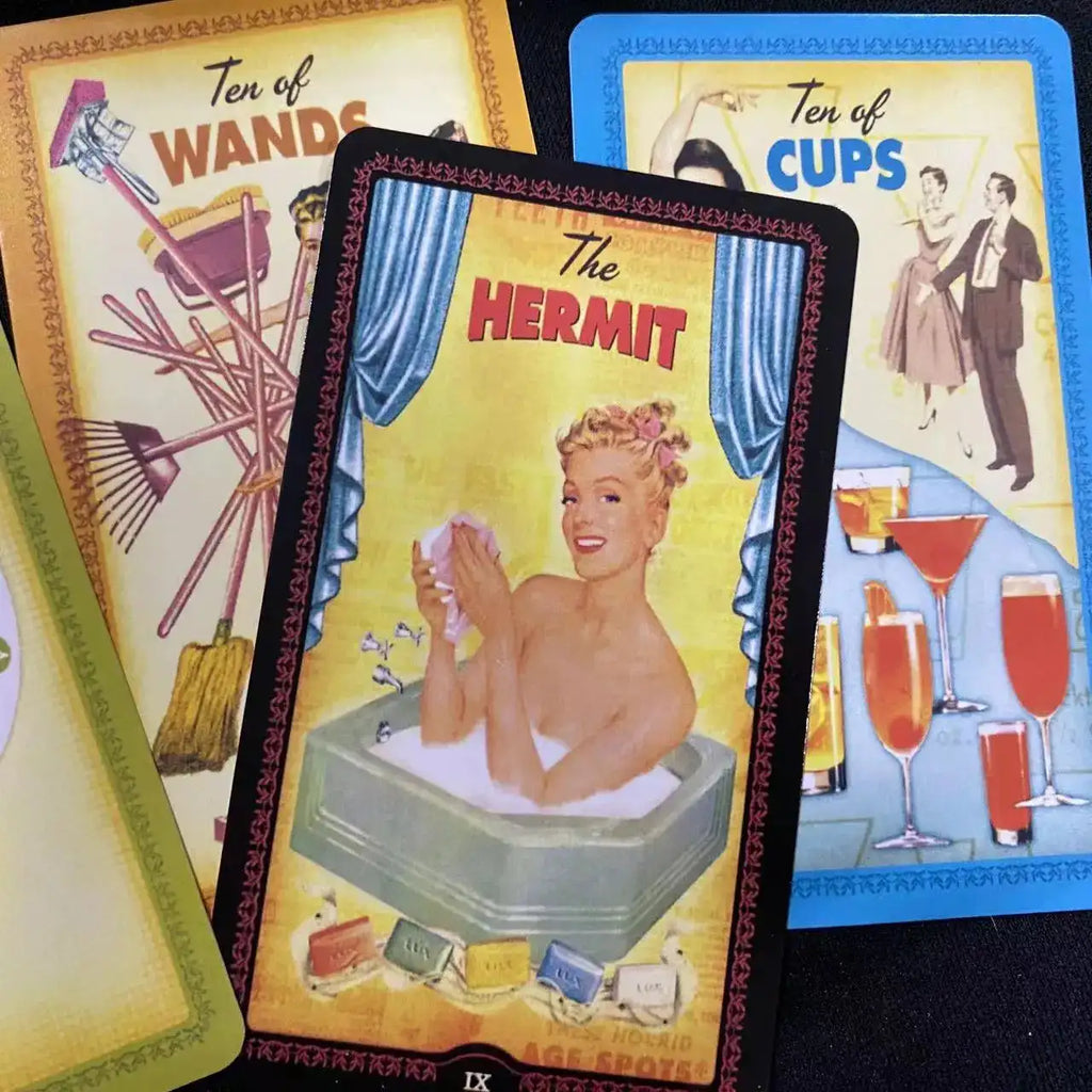 Housewives Tarot Deck – 78 Cards Featuring Practical Guidance and Charming Illustrations, Compact 10.3 x 6 cm