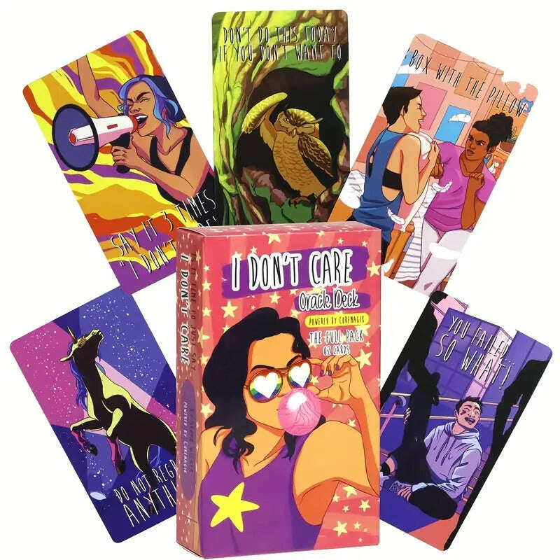 I DON'T CARE Oracle Deck – Empowering Selfcare Cards 10.3 x 6 cm, Full Pack 82 Vibrant Cards
