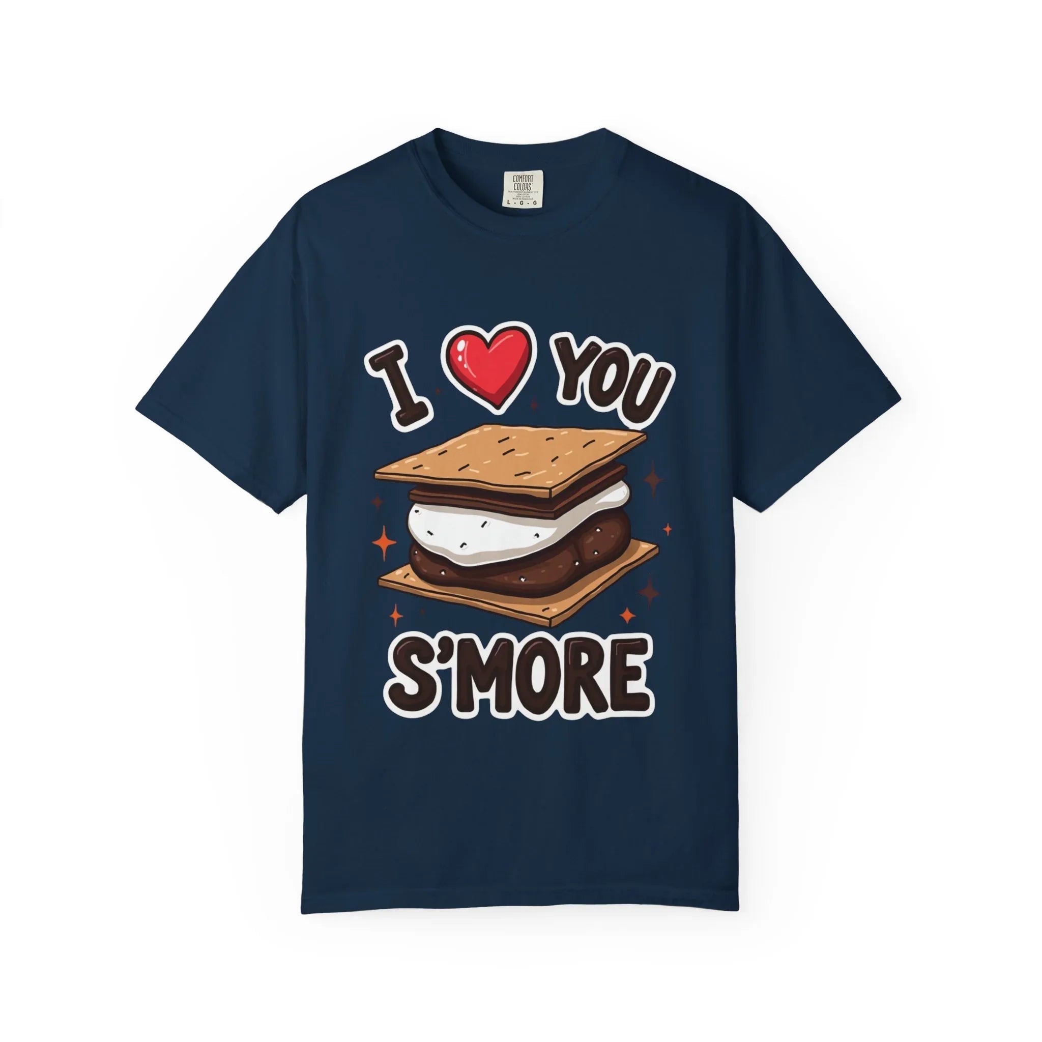 I Heart You Smore Shirt, Cute Smores Campfire T-Shirt, Camping Pun Tee, Marshmallow Chocolate Graphic, Bonfire Couples Gift True Navy