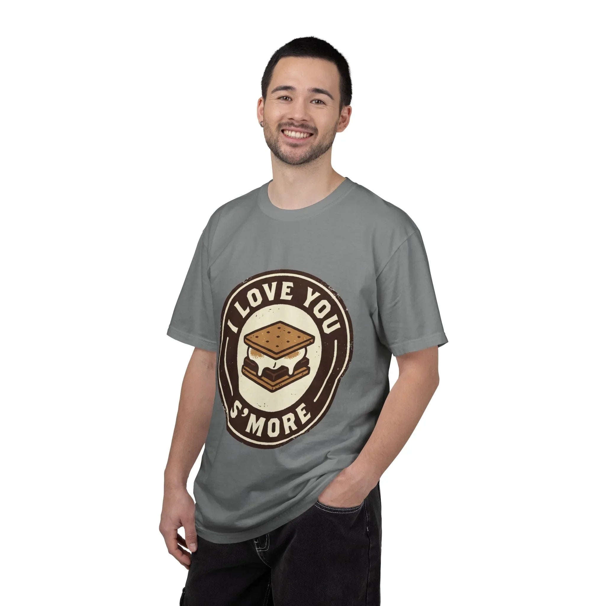 I Love You Smore Shirt, Cute Smores Campfire Tee, Funny Camping Pun T-Shirt, Couples Bonfire Gift, Valentine Outdoors Grey