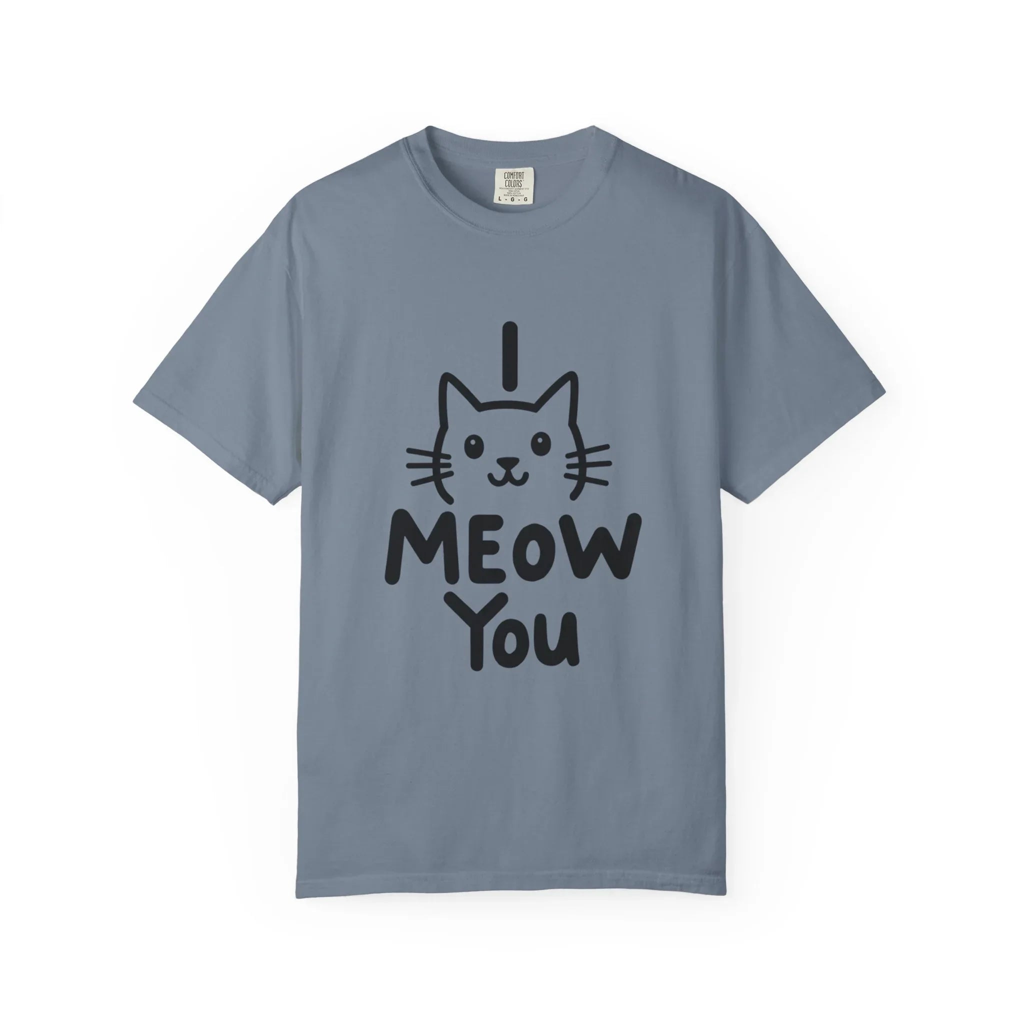I Meow You Shirt, Cute Cat Illustration T-Shirt, Funny Cat Pun Tee, Handwritten Kitty Graphic, Cat Lover Gift, Valentine Cat Mom Blue Jean