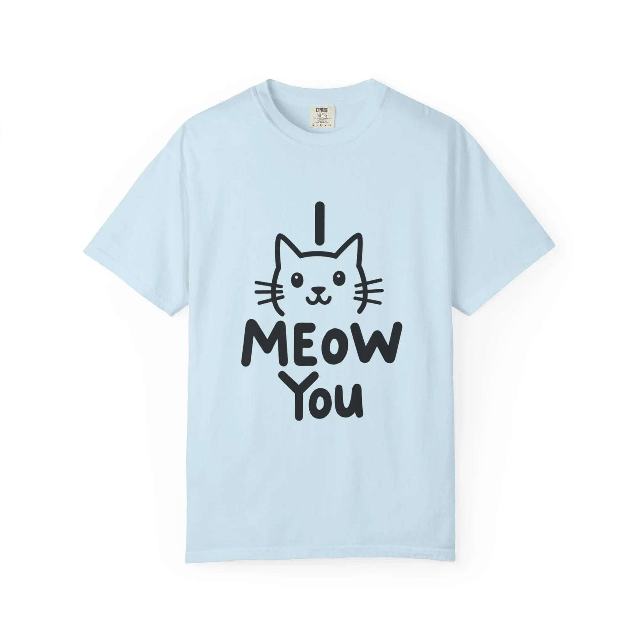 I Meow You Shirt, Cute Cat Illustration T-Shirt, Funny Cat Pun Tee, Handwritten Kitty Graphic, Cat Lover Gift, Valentine Cat Mom Chambray