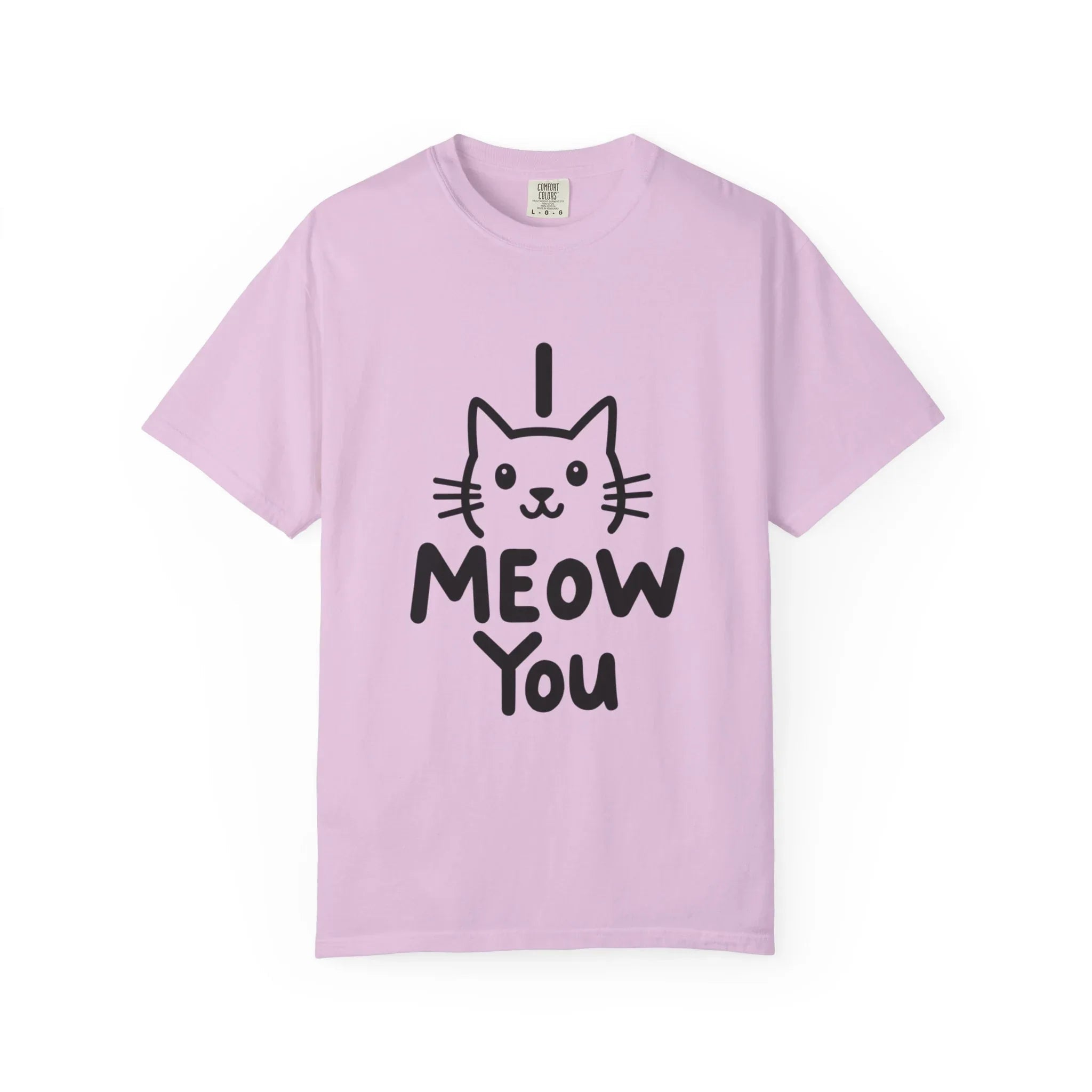 I Meow You Shirt, Cute Cat Illustration T-Shirt, Funny Cat Pun Tee, Handwritten Kitty Graphic, Cat Lover Gift, Valentine Cat Mom Orchid