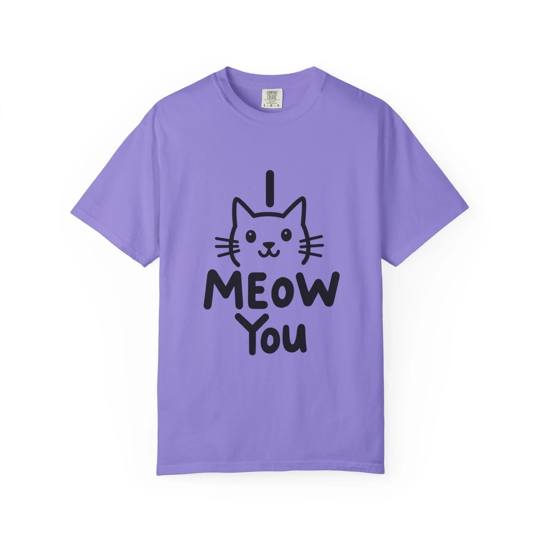 I Meow You Shirt, Cute Cat Illustration T-Shirt, Funny Cat Pun Tee, Handwritten Kitty Graphic, Cat Lover Gift, Valentine Cat Mom Violet