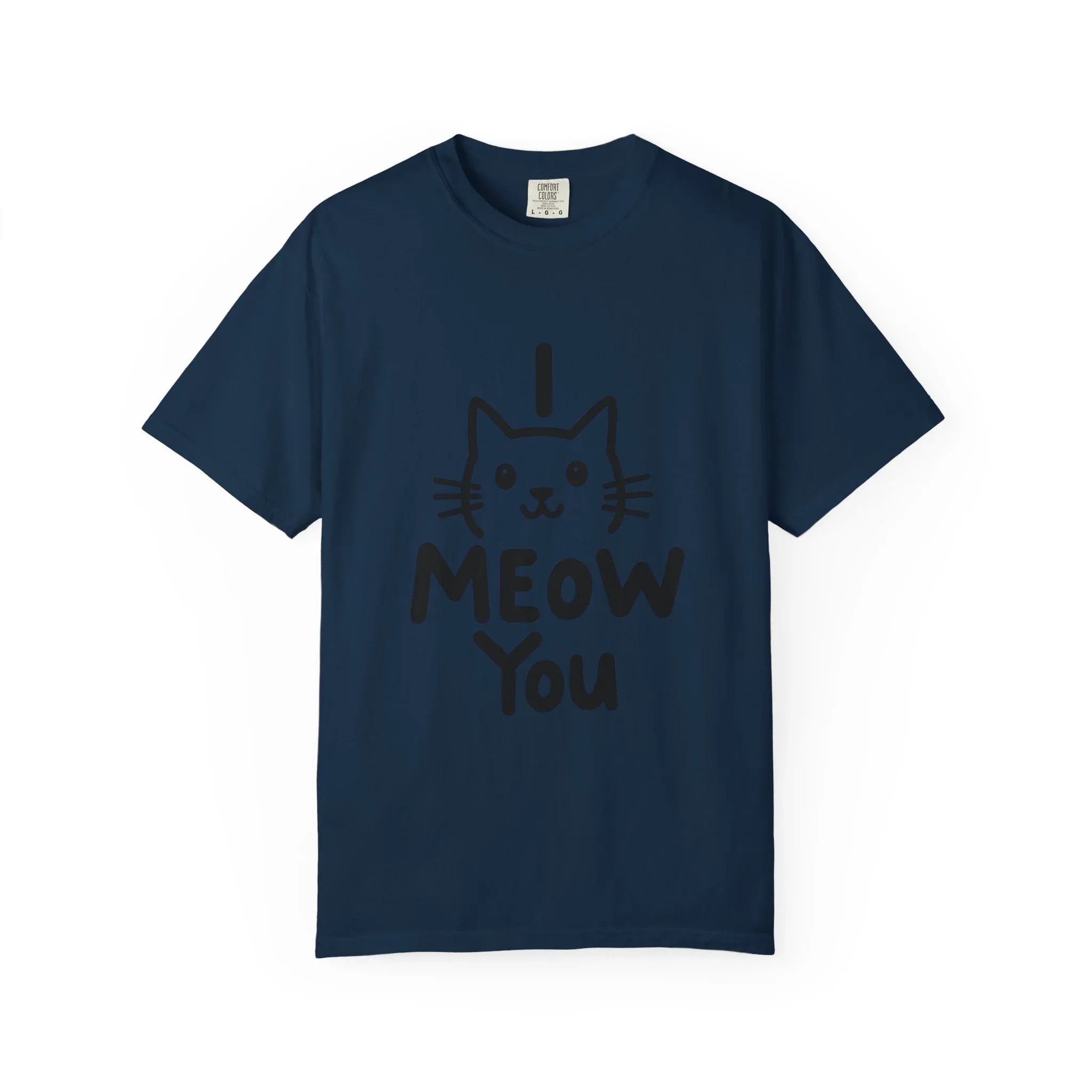 I Meow You Shirt, Cute Cat Illustration T-Shirt, Funny Cat Pun Tee, Handwritten Kitty Graphic, Cat Lover Gift, Valentine Cat Mom True Navy