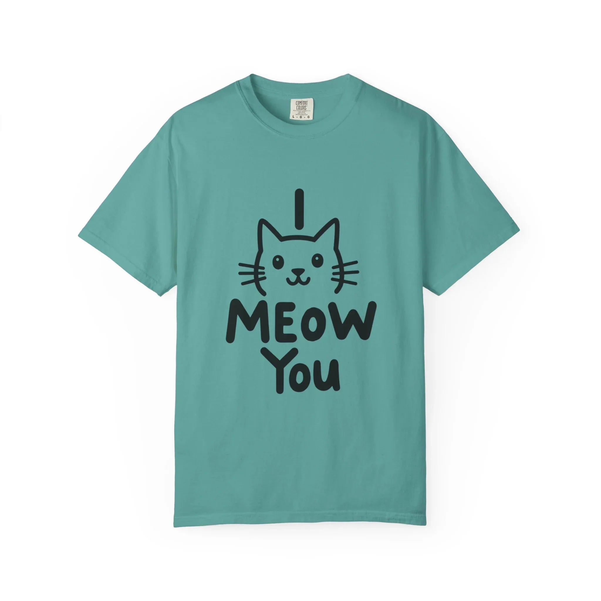 I Meow You Shirt, Cute Cat Illustration T-Shirt, Funny Cat Pun Tee, Handwritten Kitty Graphic, Cat Lover Gift, Valentine Cat Mom Seafoam