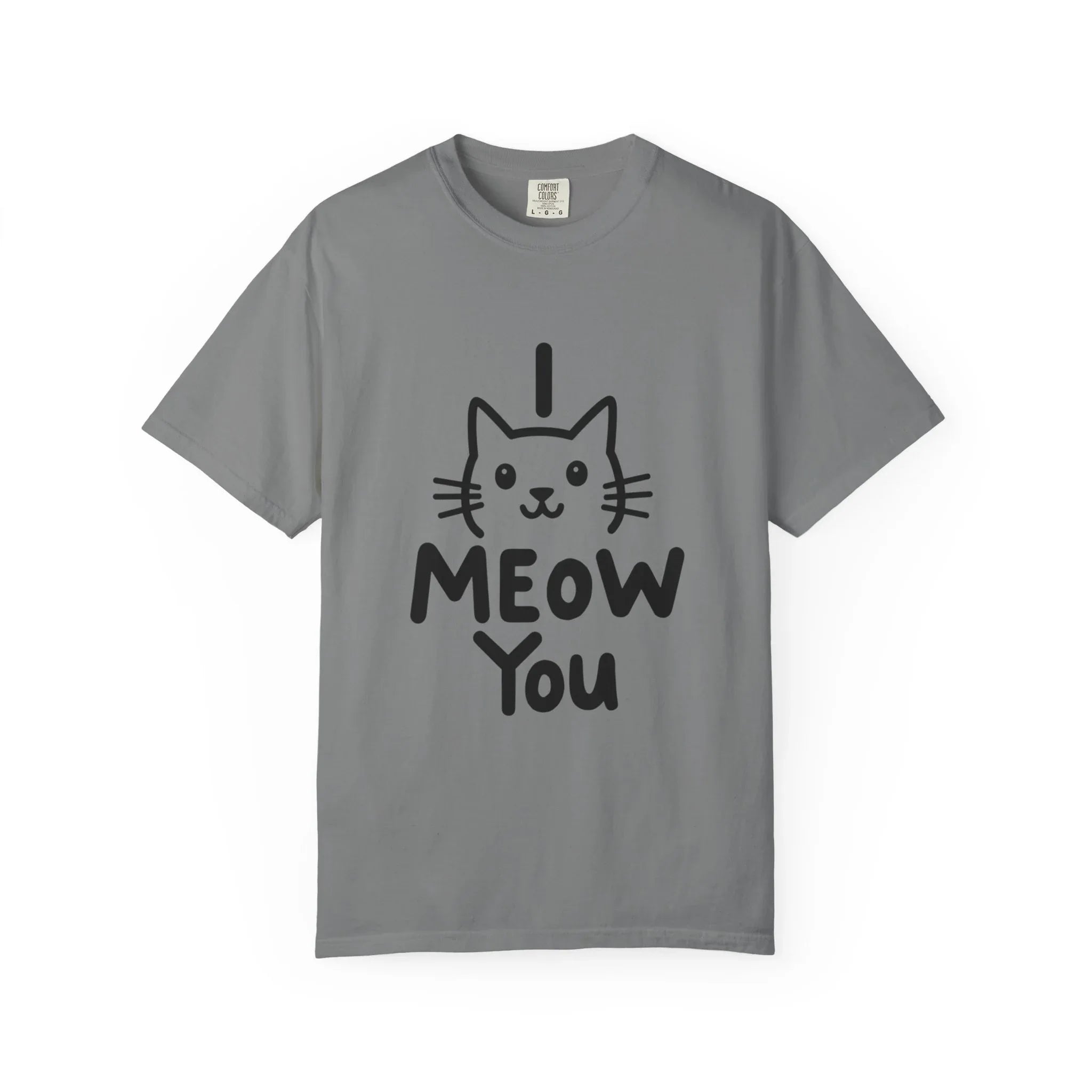 I Meow You Shirt, Cute Cat Illustration T-Shirt, Funny Cat Pun Tee, Handwritten Kitty Graphic, Cat Lover Gift, Valentine Cat Mom Grey