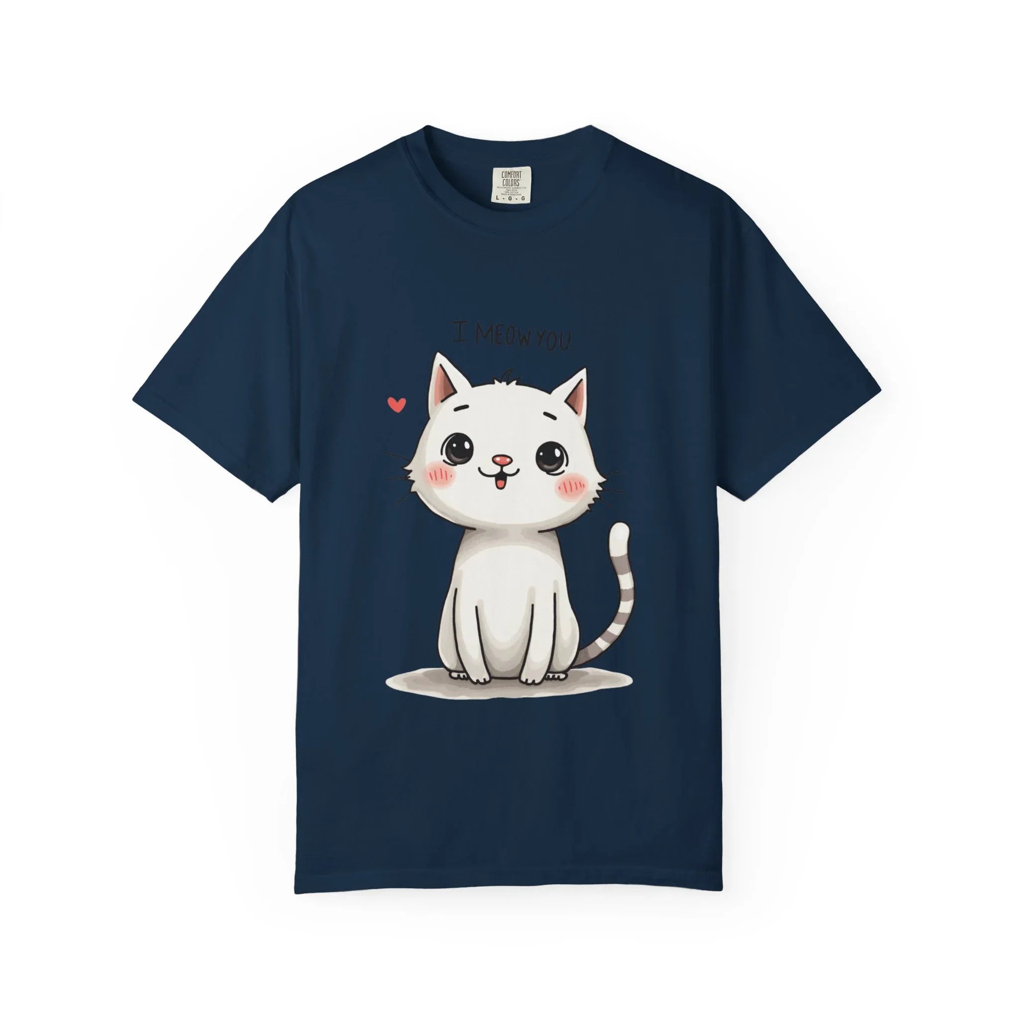 I Meow You Shirt, Cute Kitten T-Shirt, Funny Cat Pun Tee, Kawaii Cat Illustration, Cat Lover Gift, Valentine Cat Mom True Navy