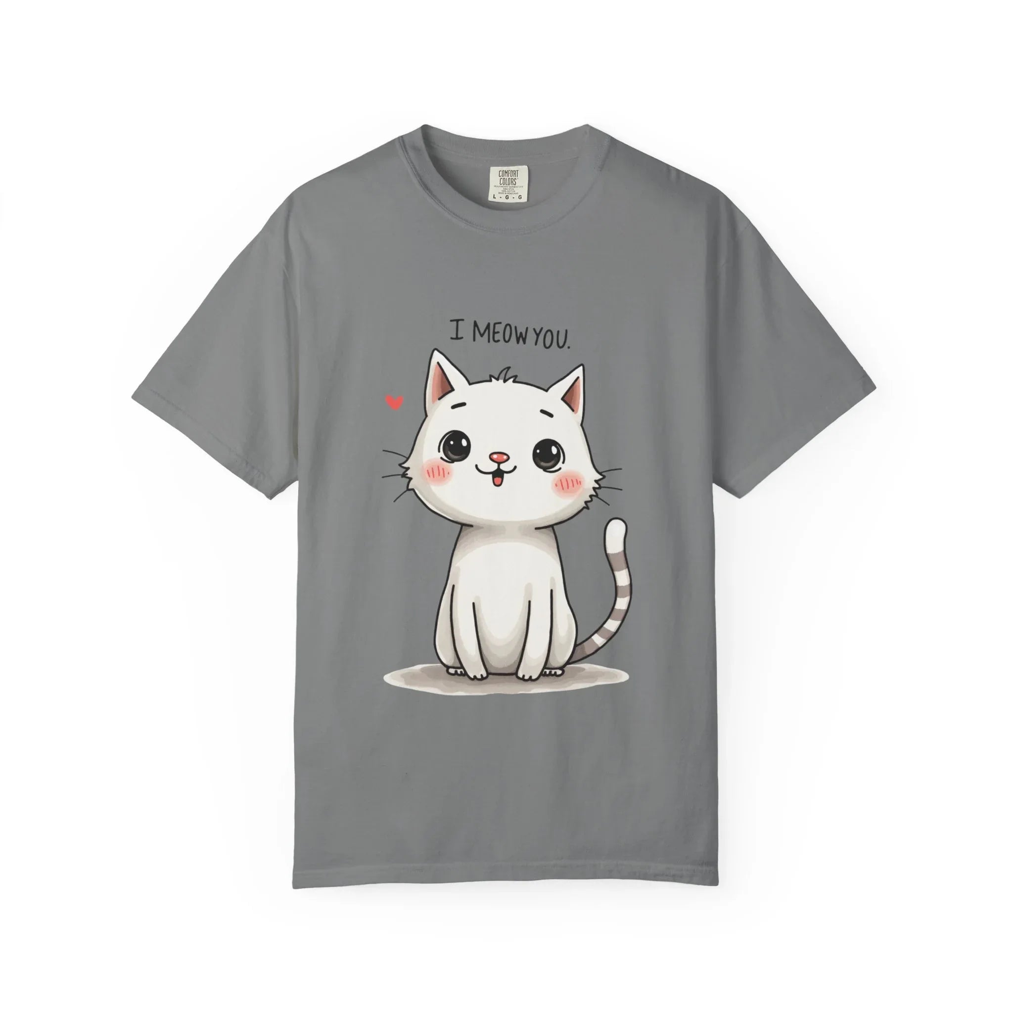 I Meow You Shirt, Cute Kitten T-Shirt, Funny Cat Pun Tee, Kawaii Cat Illustration, Cat Lover Gift, Valentine Cat Mom Grey