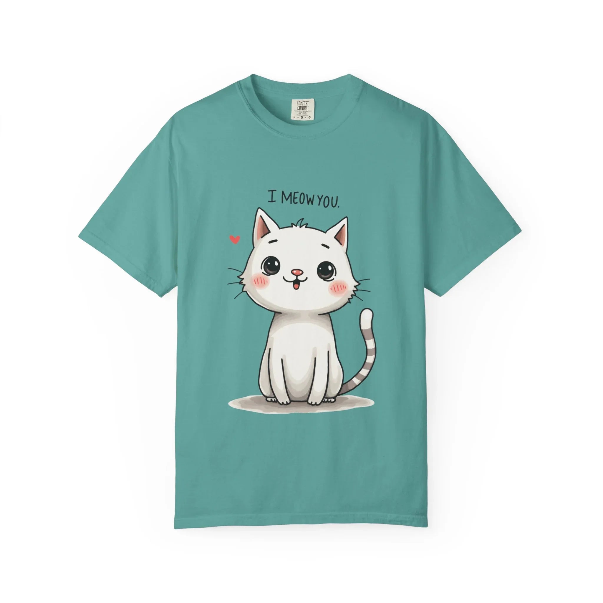 I Meow You Shirt, Cute Kitten T-Shirt, Funny Cat Pun Tee, Kawaii Cat Illustration, Cat Lover Gift, Valentine Cat Mom Seafoam