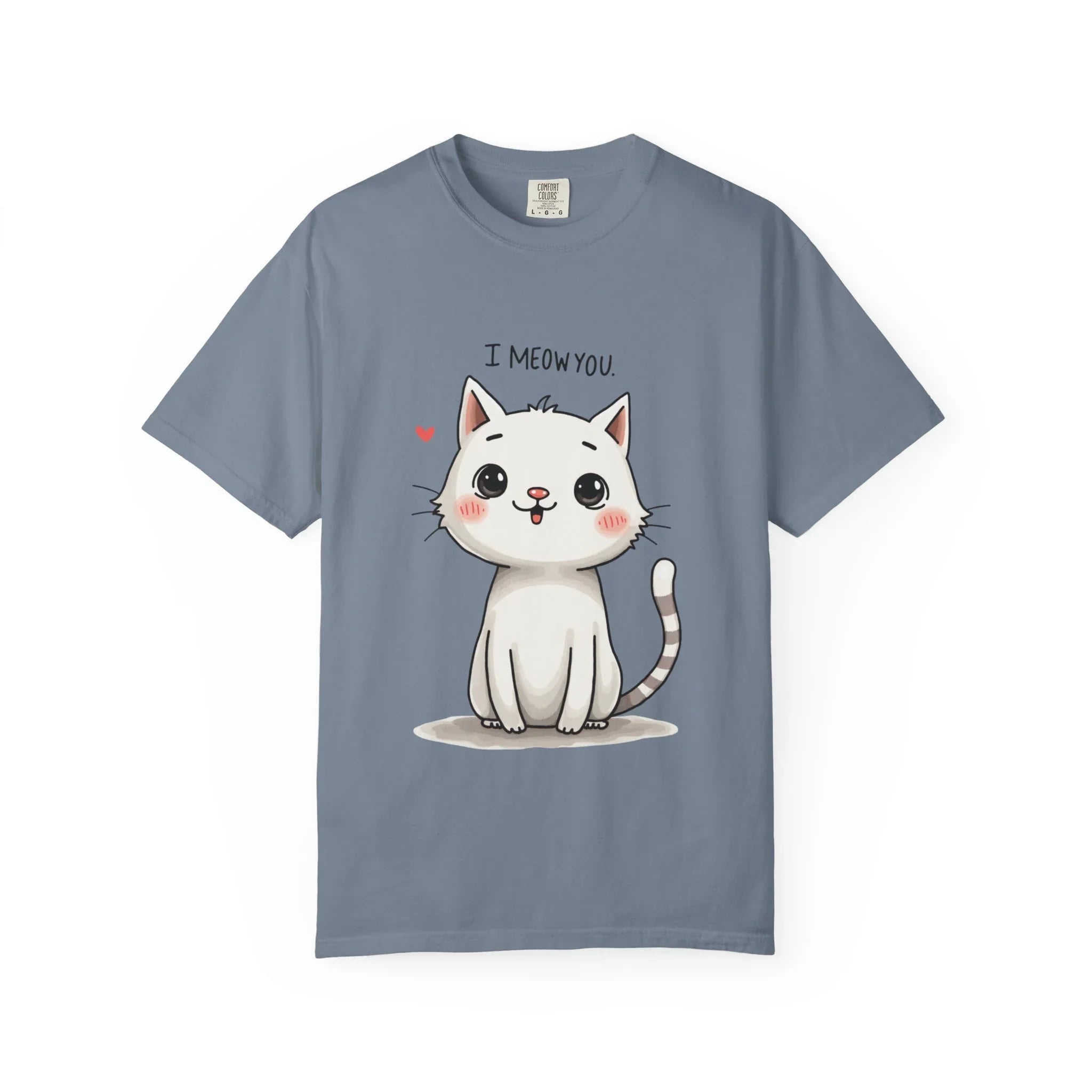 I Meow You Shirt, Cute Kitten T-Shirt, Funny Cat Pun Tee, Kawaii Cat Illustration, Cat Lover Gift, Valentine Cat Mom Blue Jean