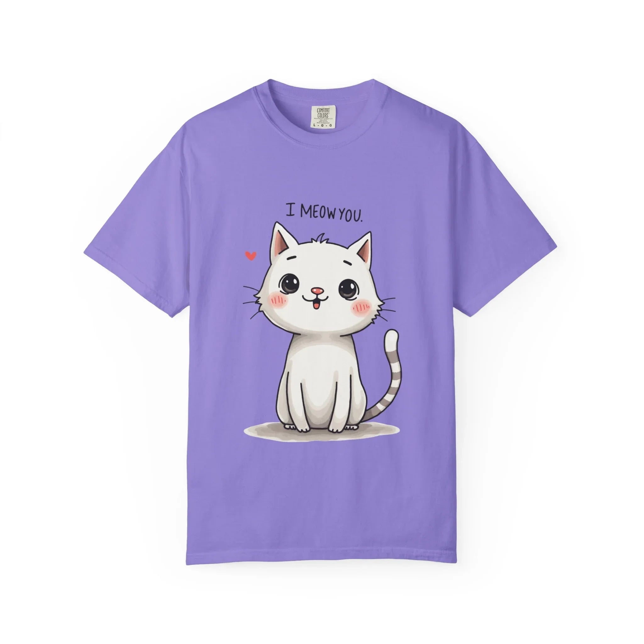 I Meow You Shirt, Cute Kitten T-Shirt, Funny Cat Pun Tee, Kawaii Cat Illustration, Cat Lover Gift, Valentine Cat Mom Violet