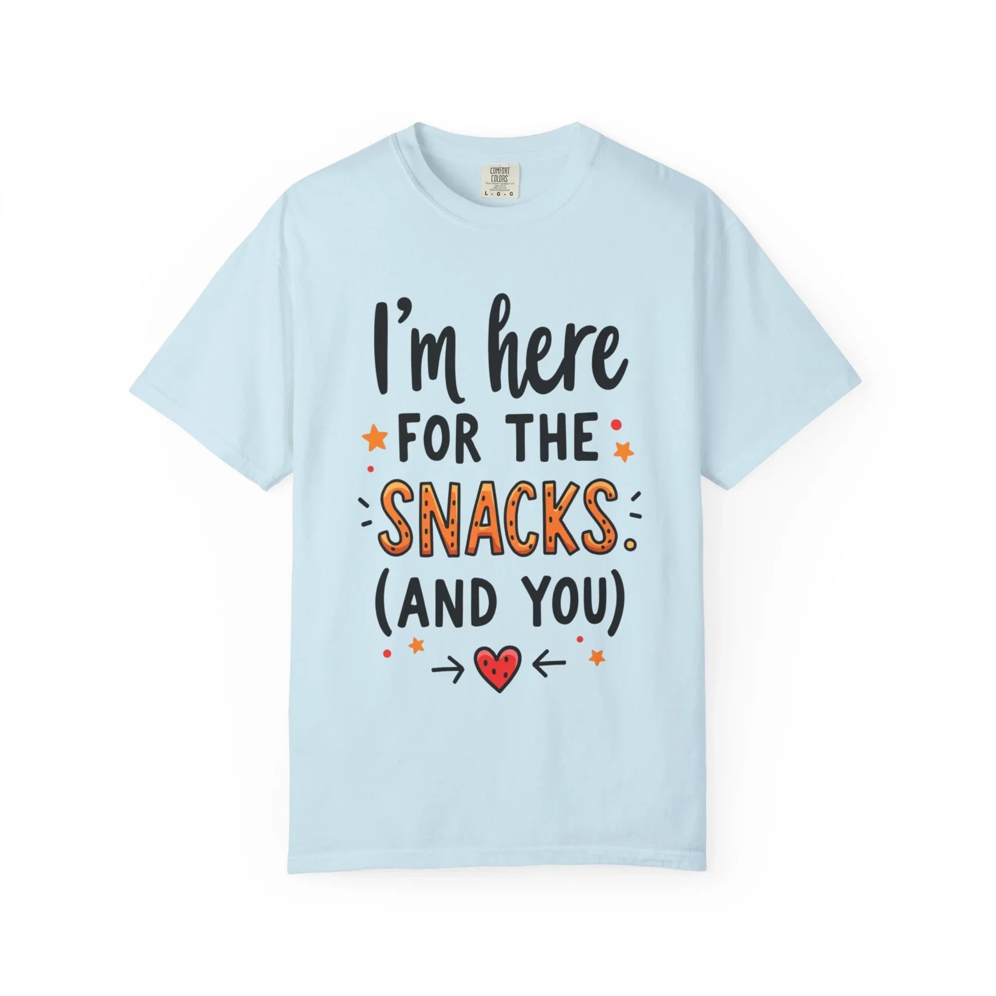 Im Here For The Snacks And You Shirt, Funny Snack Quote T-Shirt, Cute Hearts Tee, Snack Lover Gift, Foodie Humor, Valentine Chambray