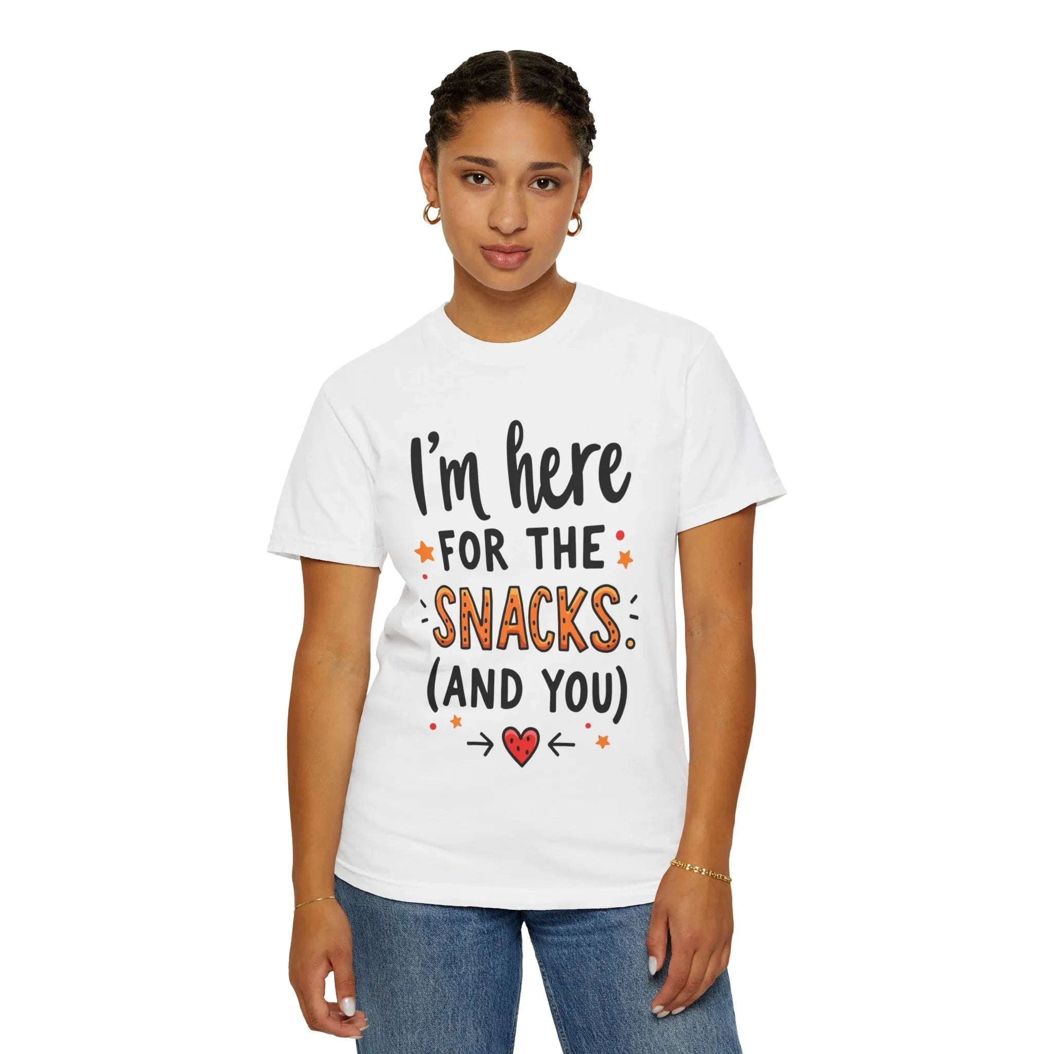 Im Here For The Snacks And You Shirt, Funny Snack Quote T-Shirt, Cute Hearts Tee, Snack Lover Gift, Foodie Humor, Valentine