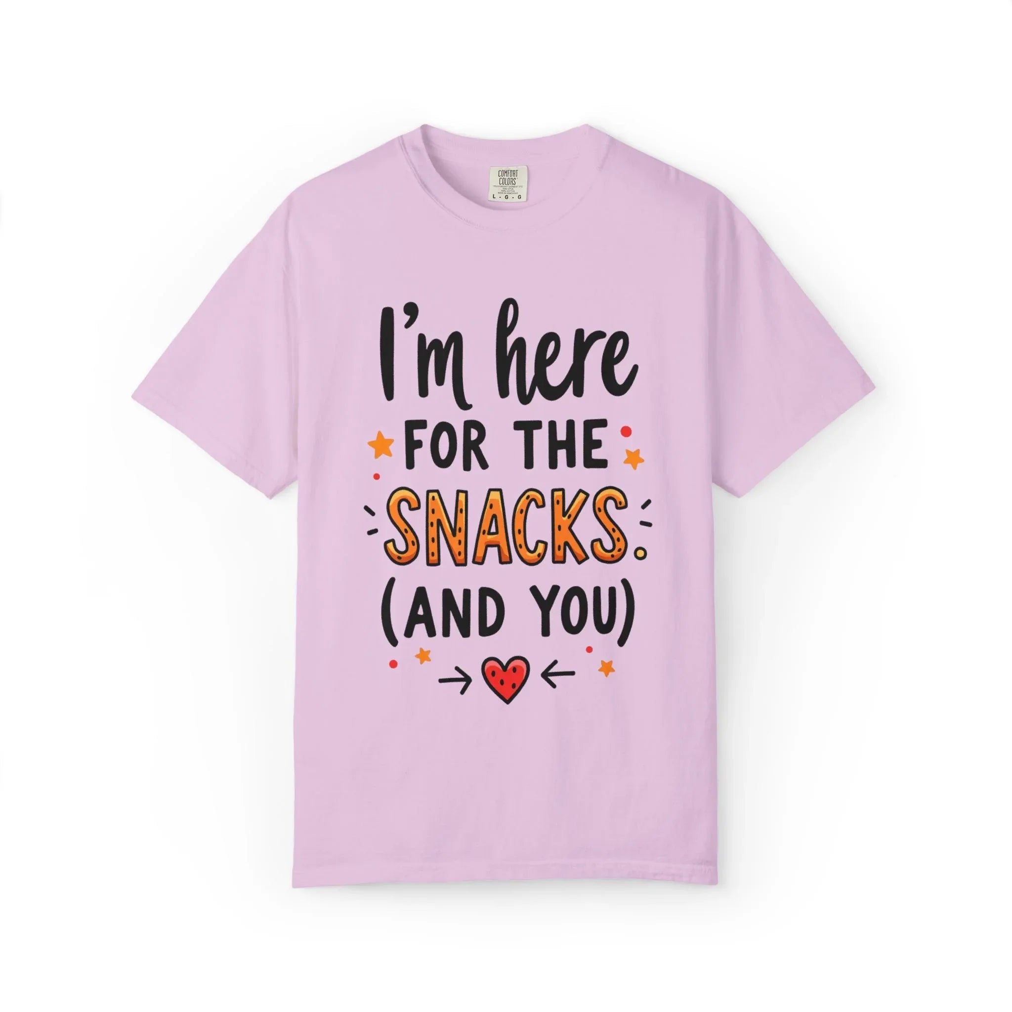 Im Here For The Snacks And You Shirt, Funny Snack Quote T-Shirt, Cute Hearts Tee, Snack Lover Gift, Foodie Humor, Valentine Orchid
