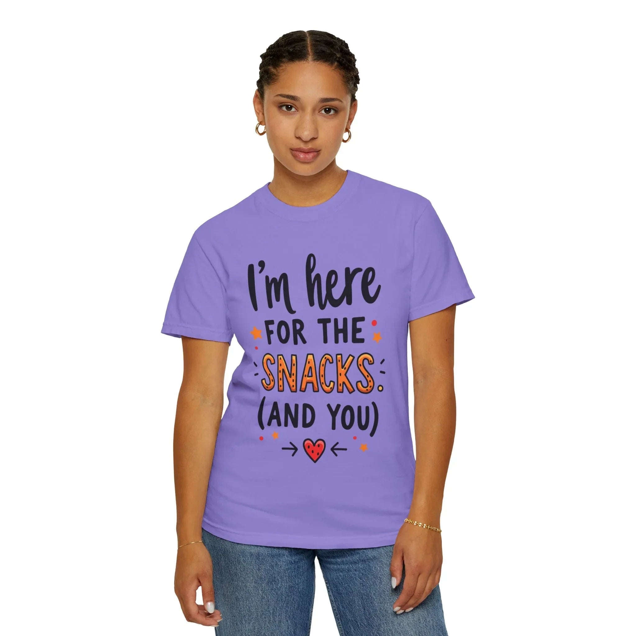 Im Here For The Snacks And You Shirt, Funny Snack Quote T-Shirt, Cute Hearts Tee, Snack Lover Gift, Foodie Humor, Valentine