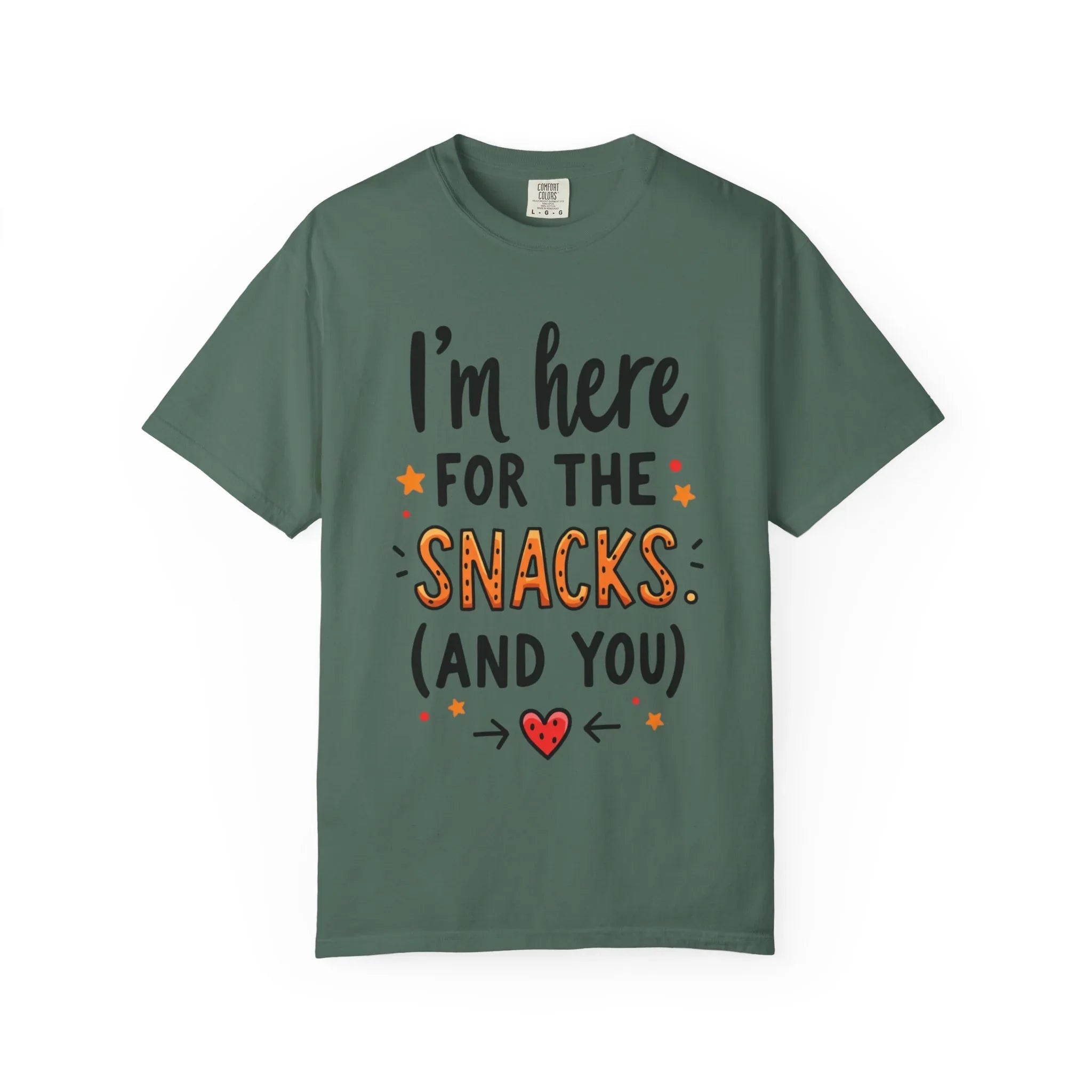 Im Here For The Snacks And You Shirt, Funny Snack Quote T-Shirt, Cute Hearts Tee, Snack Lover Gift, Foodie Humor, Valentine Blue Spruce