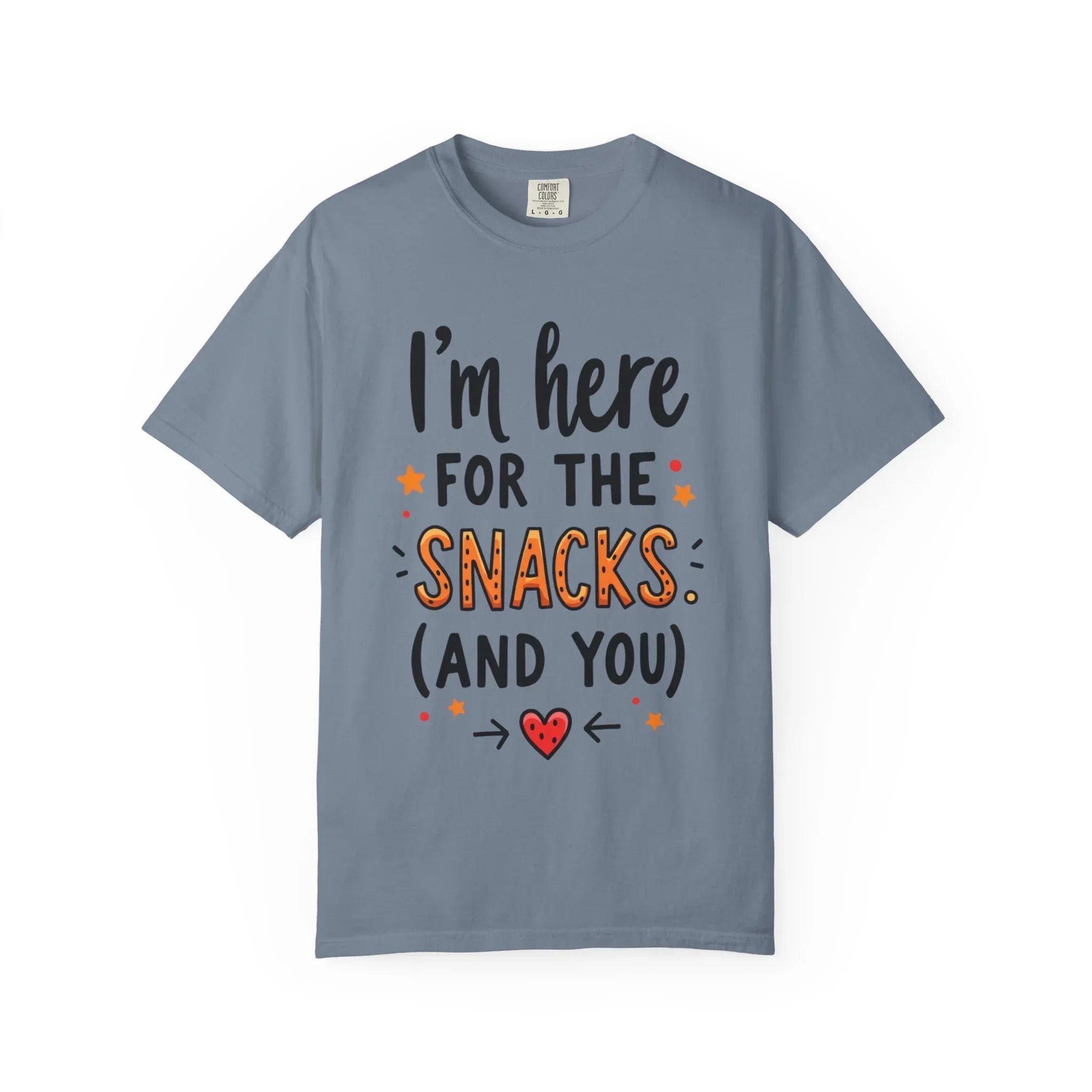 Im Here For The Snacks And You Shirt, Funny Snack Quote T-Shirt, Cute Hearts Tee, Snack Lover Gift, Foodie Humor, Valentine Blue Jean