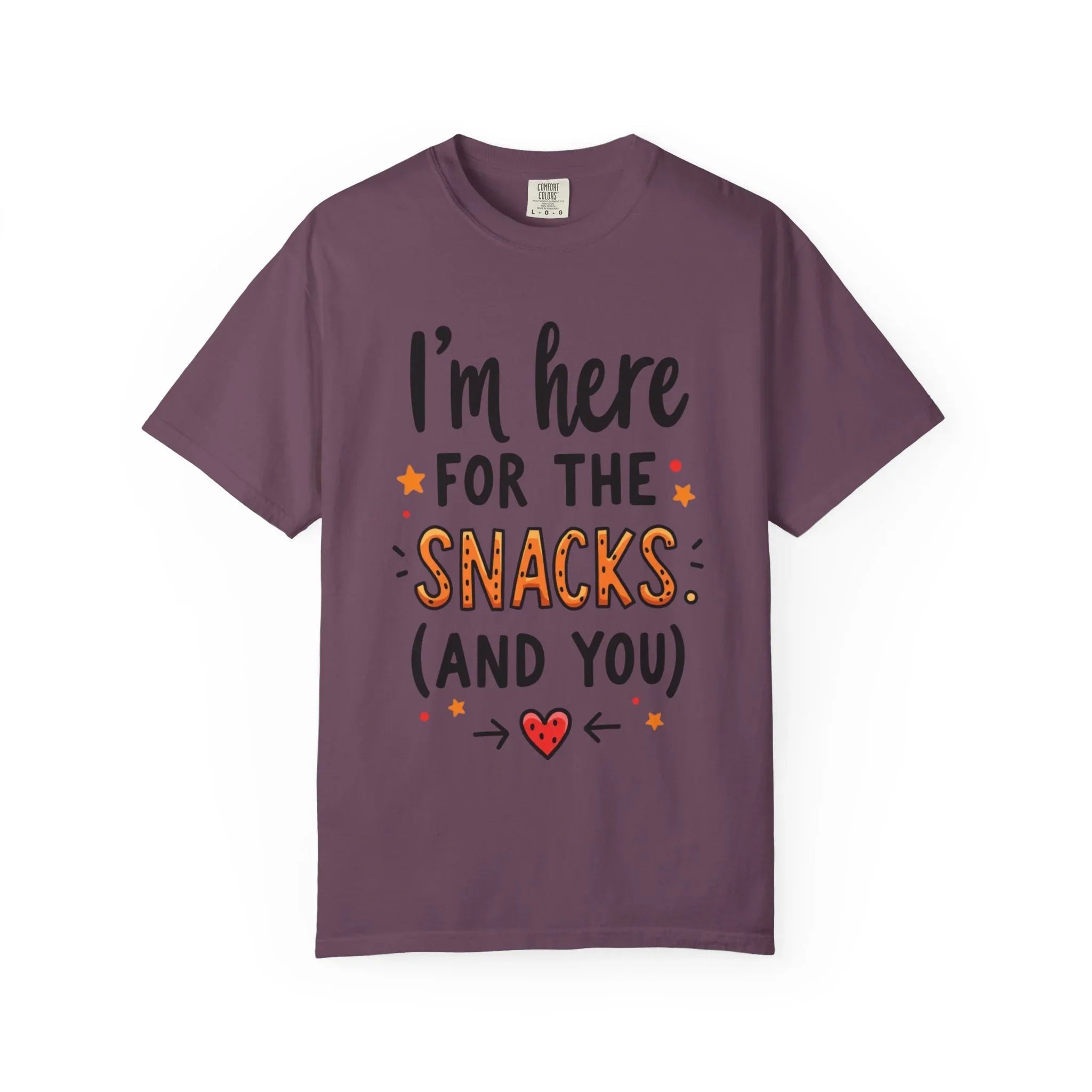 Im Here For The Snacks And You Shirt, Funny Snack Quote T-Shirt, Cute Hearts Tee, Snack Lover Gift, Foodie Humor, Valentine Berry M