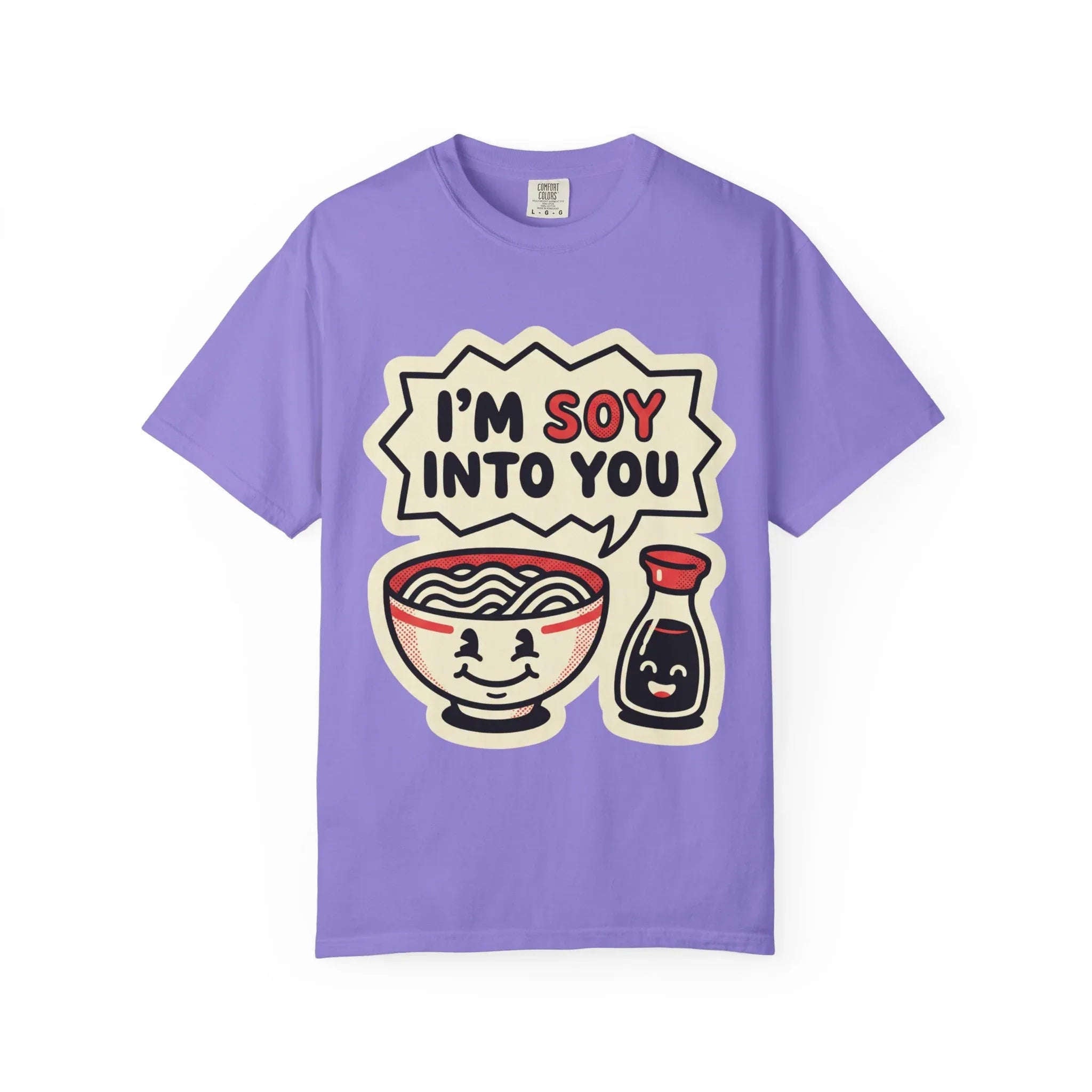 Im Soy Into You Ramen Shirt, Cute Ramen Bowl Tee, Funny Food Pun T-Shirt, Soy Sauce Noodle Graphic, Foodie Valentine Gift Violet