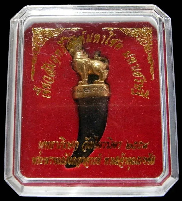 ✨ Sacred Bronze Fang of the Great Lucky Lion Amulet – Empowered by Venerable Chao Khun Thongchai at Wat Traimit Normal