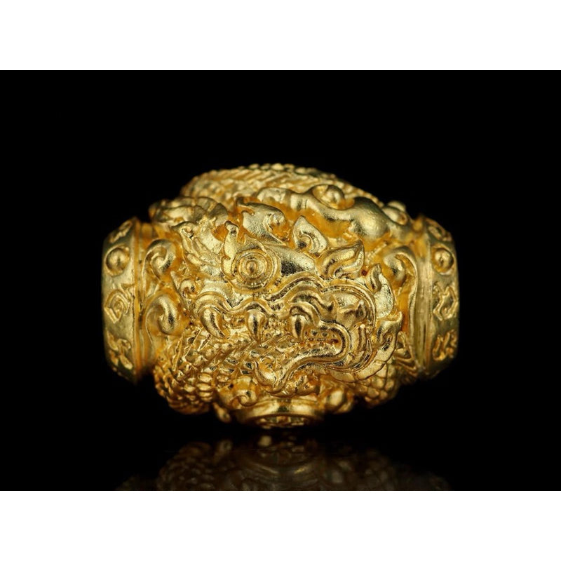 Golden Infinity Naga amulet for instant wealth with intricate detailed dragon design by Thai Blessing Co