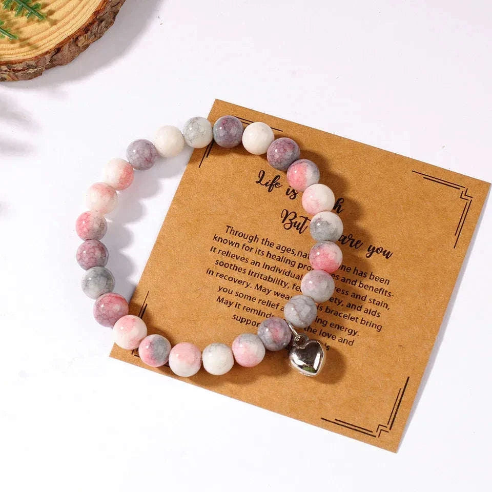 ✨ Inspirational Spiritual Jewelry Bracelet – Heart Lover Gift for Wife & Daughter – Elegant Empowerment with “Life is Tough, You Are Awesome” Letter Card