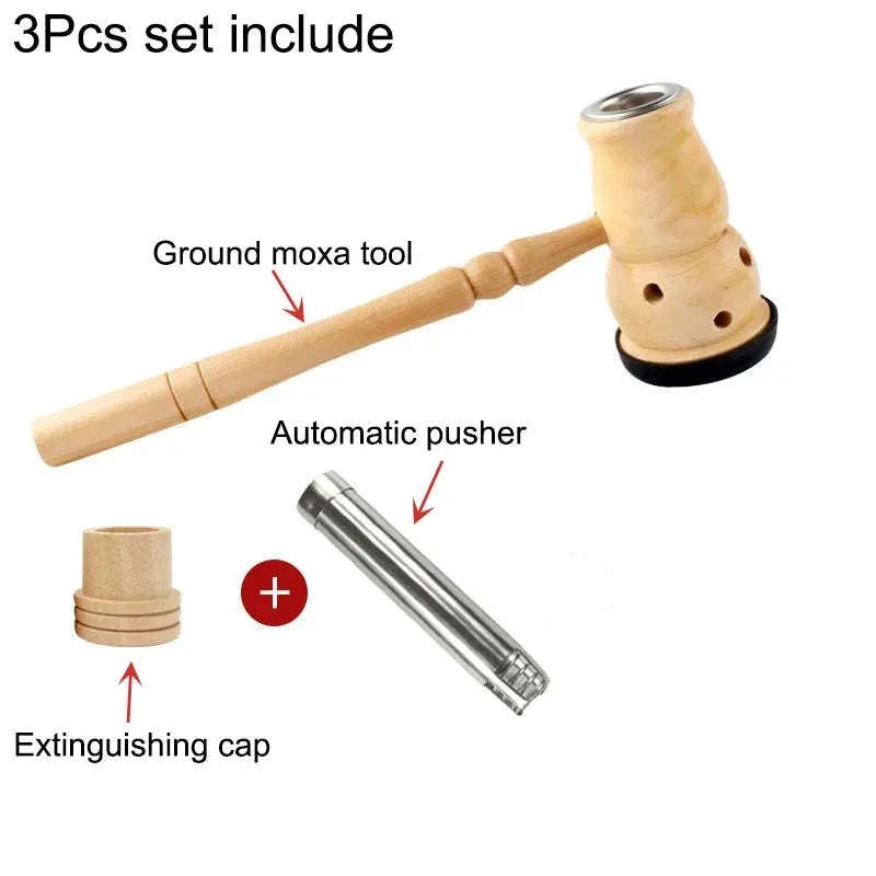 Jade Moxibustion Tool Handle Gourd Moxa Roll Burner – Natural Aspen Wood Warm Body Massage with Chinese Herbal Medicine for Meridian Penetration﻿ 3