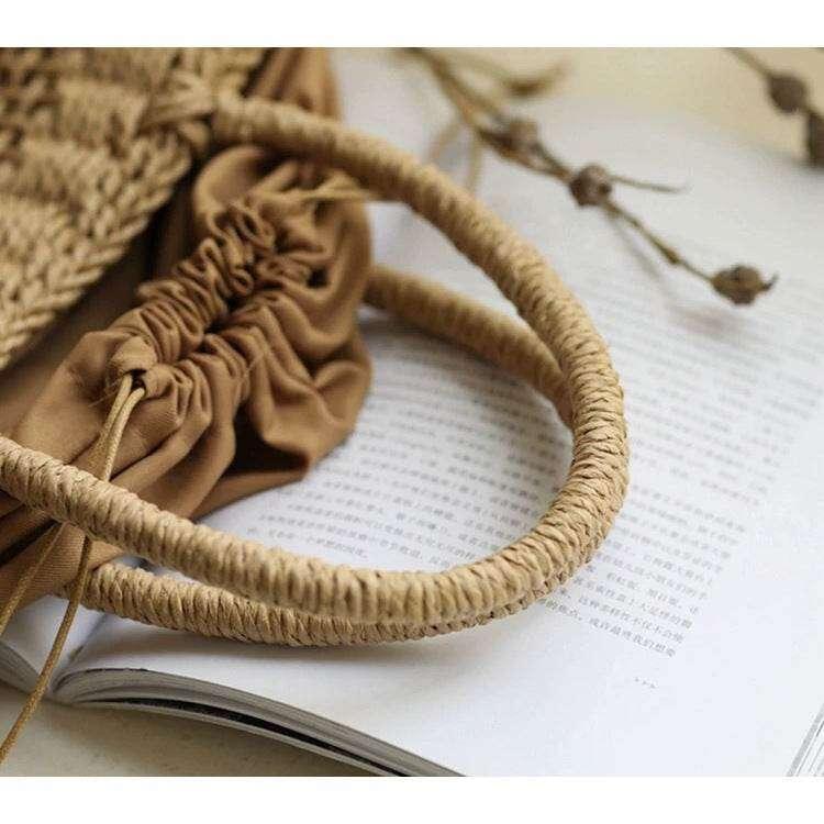 Japanese Korean Woven Tote Bag - Large Capacity Handmade Cotton Rope Shoulder Bag 39cm Width, Available in 2 Colors
