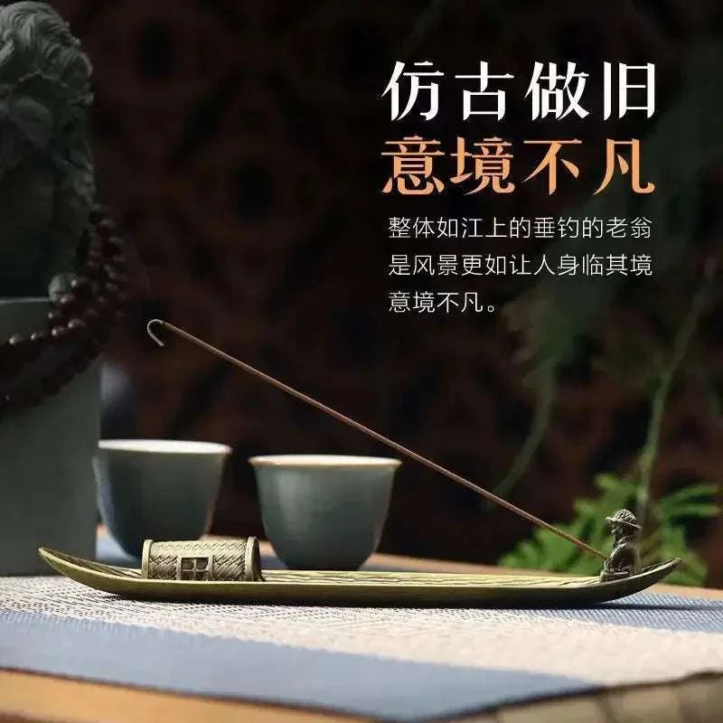 🚣‍♂️ Japanese Style Incense Holder – Old Men Fishing Boat Design | Aromatherapy Stick Burner & Zen Home Decor Ornament | Free Shipping