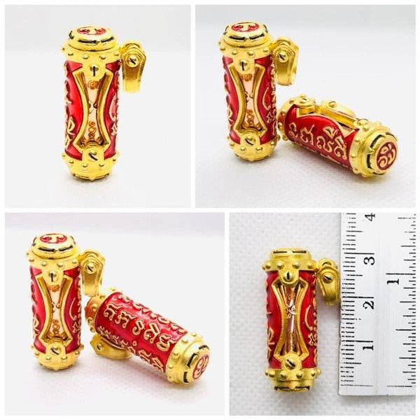 Jindamanee Takrut Thai amulet for wealth in gold and red design with intricate detailing