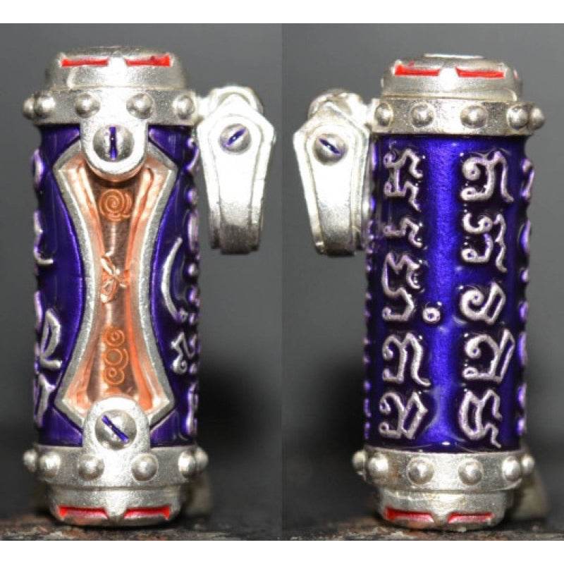 Jindamanee Takrut Thai amulet for wealth with intricate designs in purple and silver