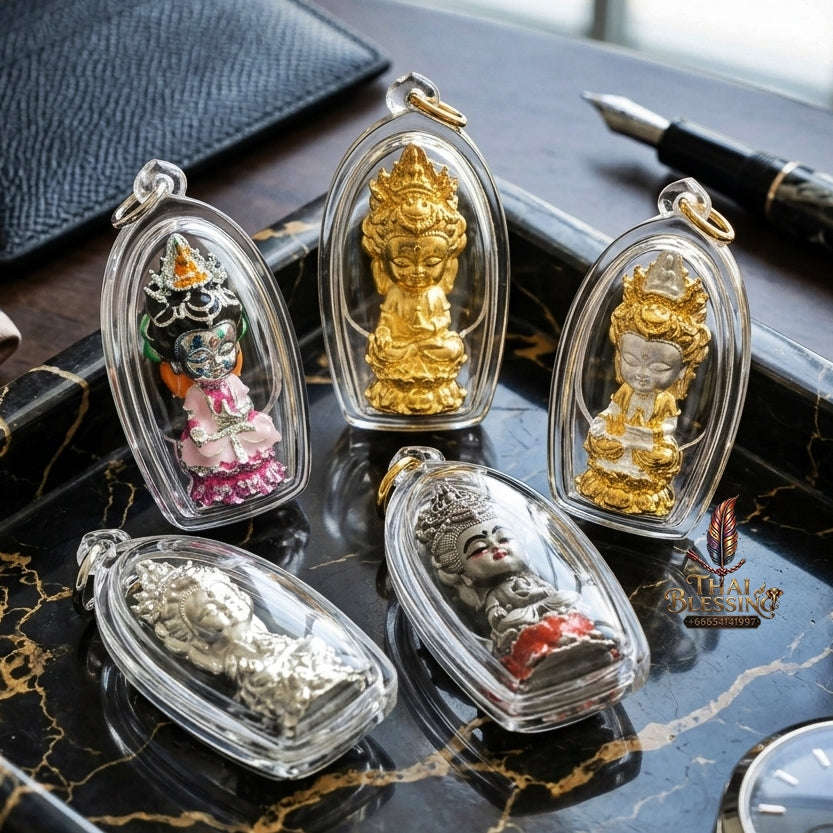 ✨ Jio Guanyin "Roy Larn" Silver-Plated Bronze Amulet : Ultimate Wealth & Infinite Compassion Miniature Goddess (2569 / 2026 Edition) - Phra Ajarn Amnat / Mahaveero Meditation Practice Center Thai Blessing Co By RURUECHA